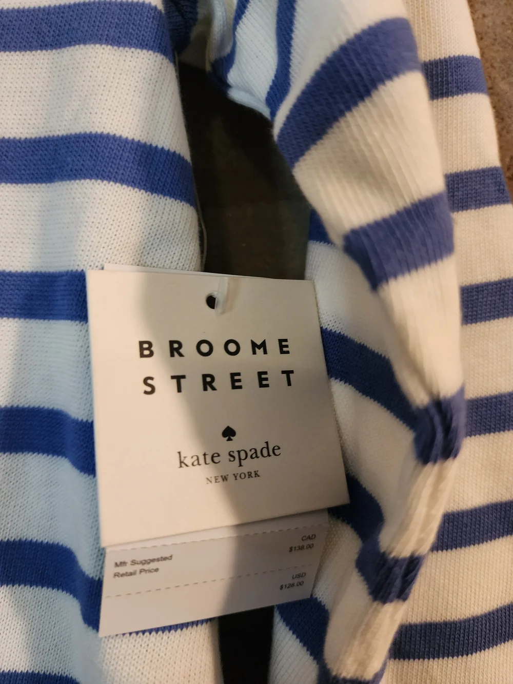 Kate Spade Broome Street Striped Boatneck Nautical Women’s Top - Blue and White